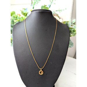 Givenchy Vintage Gold Rounded Letter G Logo Charm Necklace